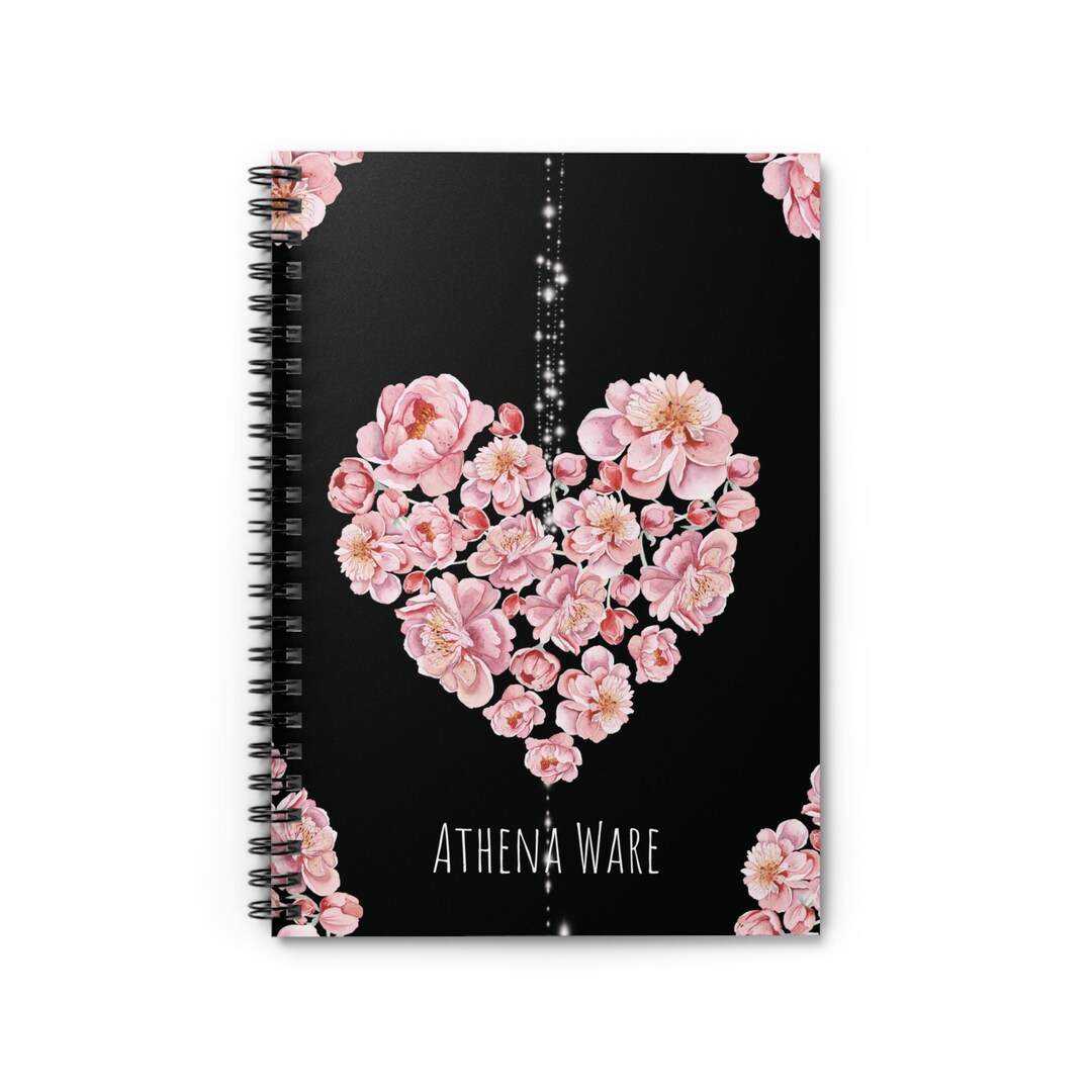 Personalized Floral Heart Spiral Notebook - Ruled Line - Etsy
