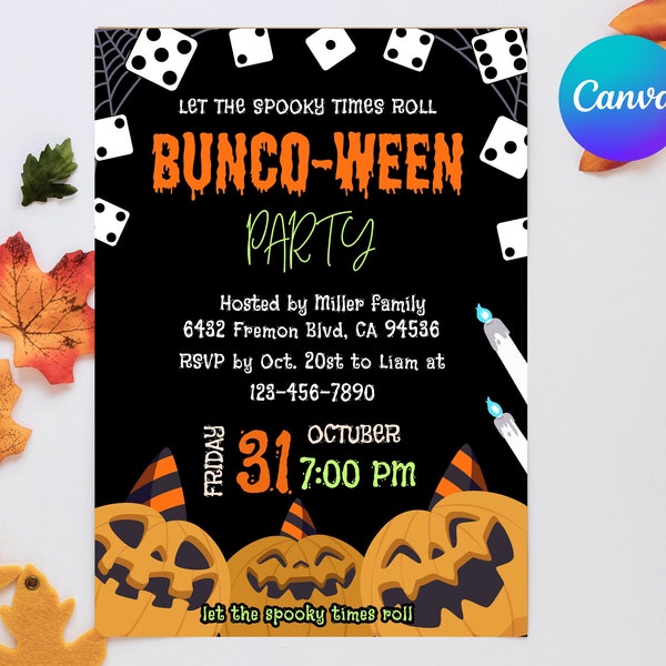 Bunco Halloween Digital Invitation: Pumpkin Fun at a Haunted Dice Night! - Etsy