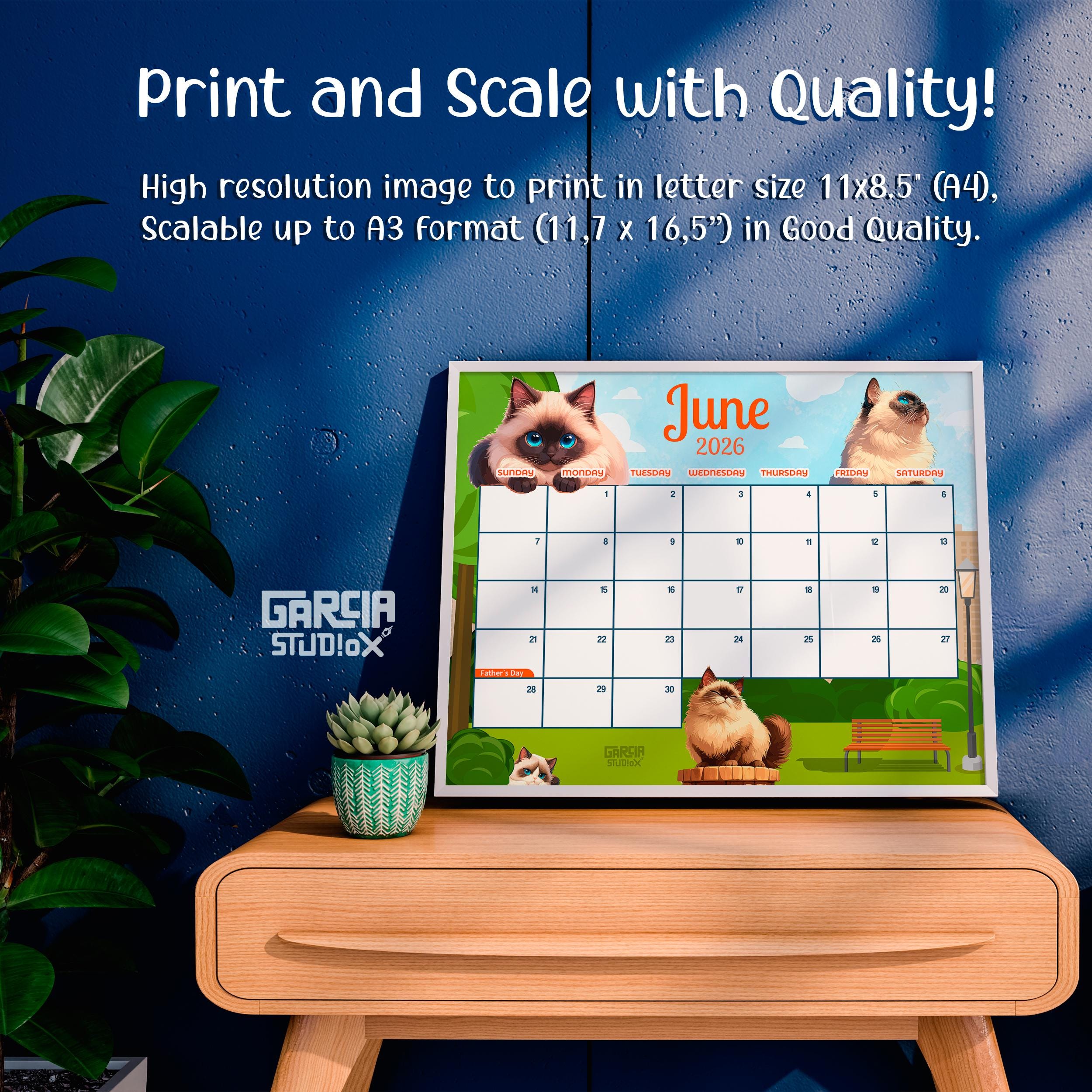 Calendrier De Bureau 2026 Thème Chat Et Chien – Agenda Mensuel Avec Illustrations Animaux – Pour École, Maison, Bureau – 12 Feuilles