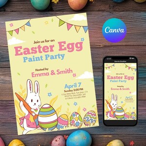 Easter Egg Paint Party invitation, easter party invitation, paint easter egg invitation, editable template easter invitation, Easter paint