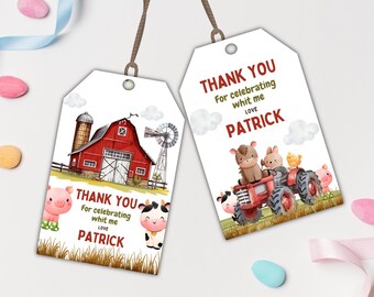 Farm birthday thank you tags, Barnyard thank you tags, farm birthday boy tags, Farm Birthday Thank You For Coming Gift Tag, farm Party GX002