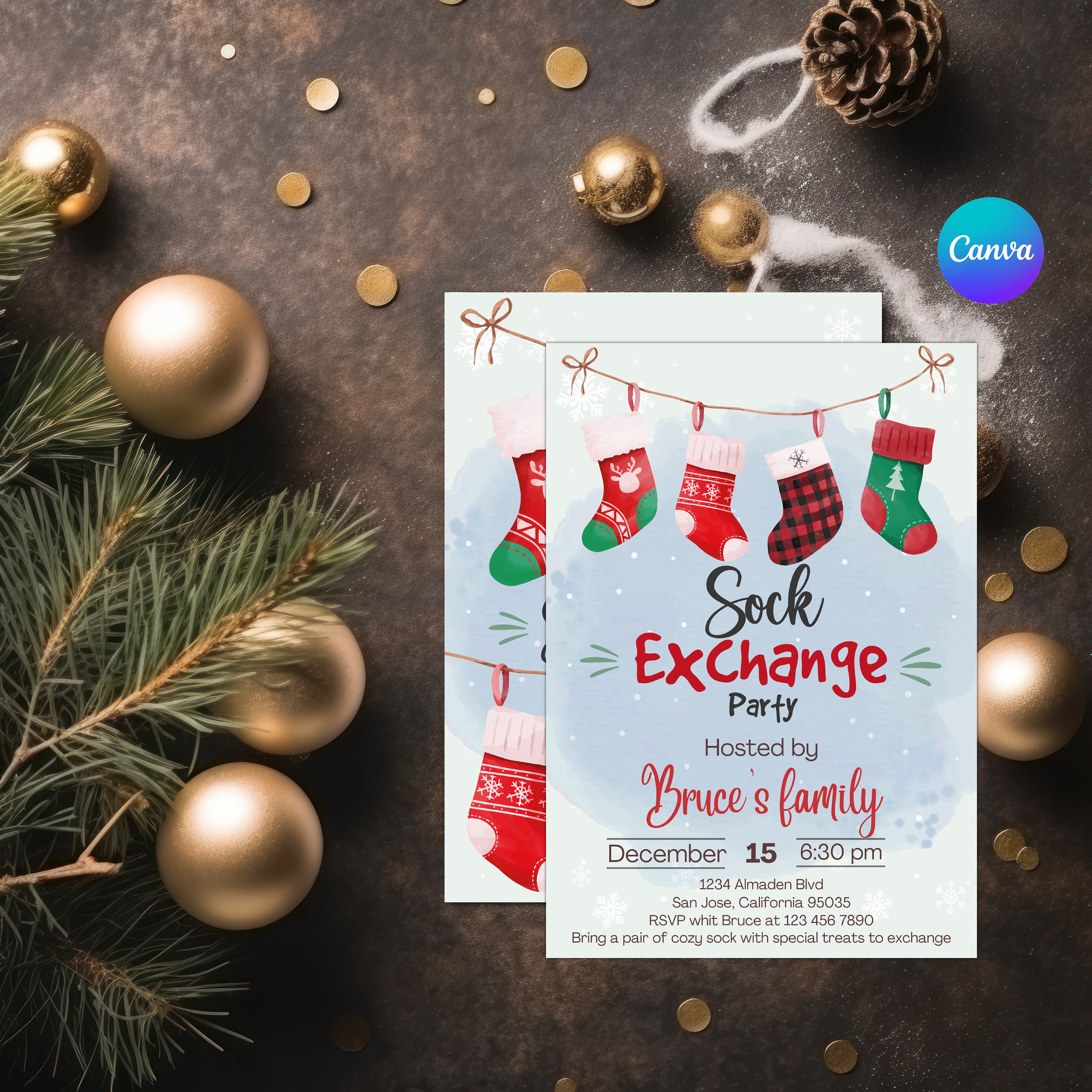 Christmas Sock Exchange Invitation xmas Invitations Printable Christmas