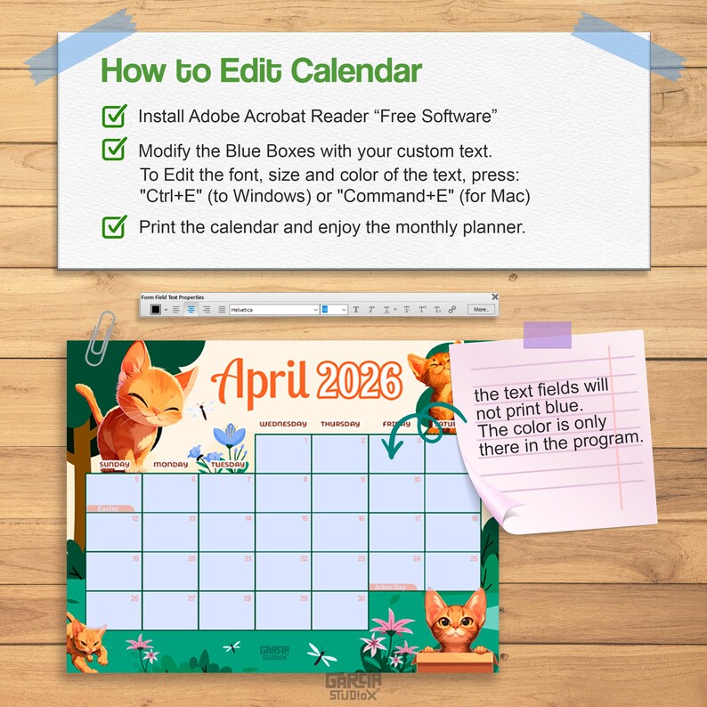 2026 Kids Calendar | Editable Monthly Calendar for Children, School and ...