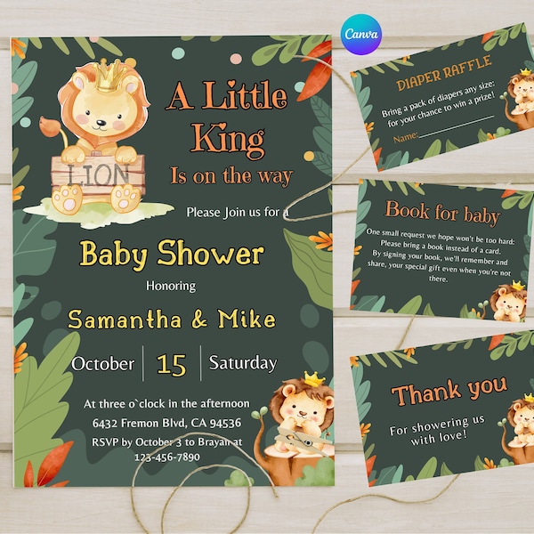 Lion King Baby Shower Invitation Template - Etsy