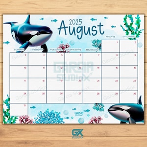 EDITABLE August 2025 Calendar, Fillable Summer Planner, Monthly Schedule, School, Home & Office Printable, Instant Download | Whale Kids