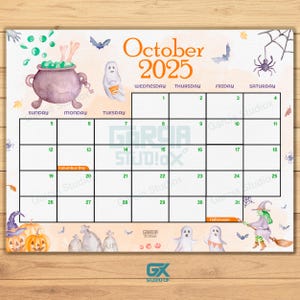 EDITABLE October 2025 Calendar, Fillable Halloween Planner, Monthly Schedule for Kids, Homeschool Printable, Instant Download, Witch Nigth
