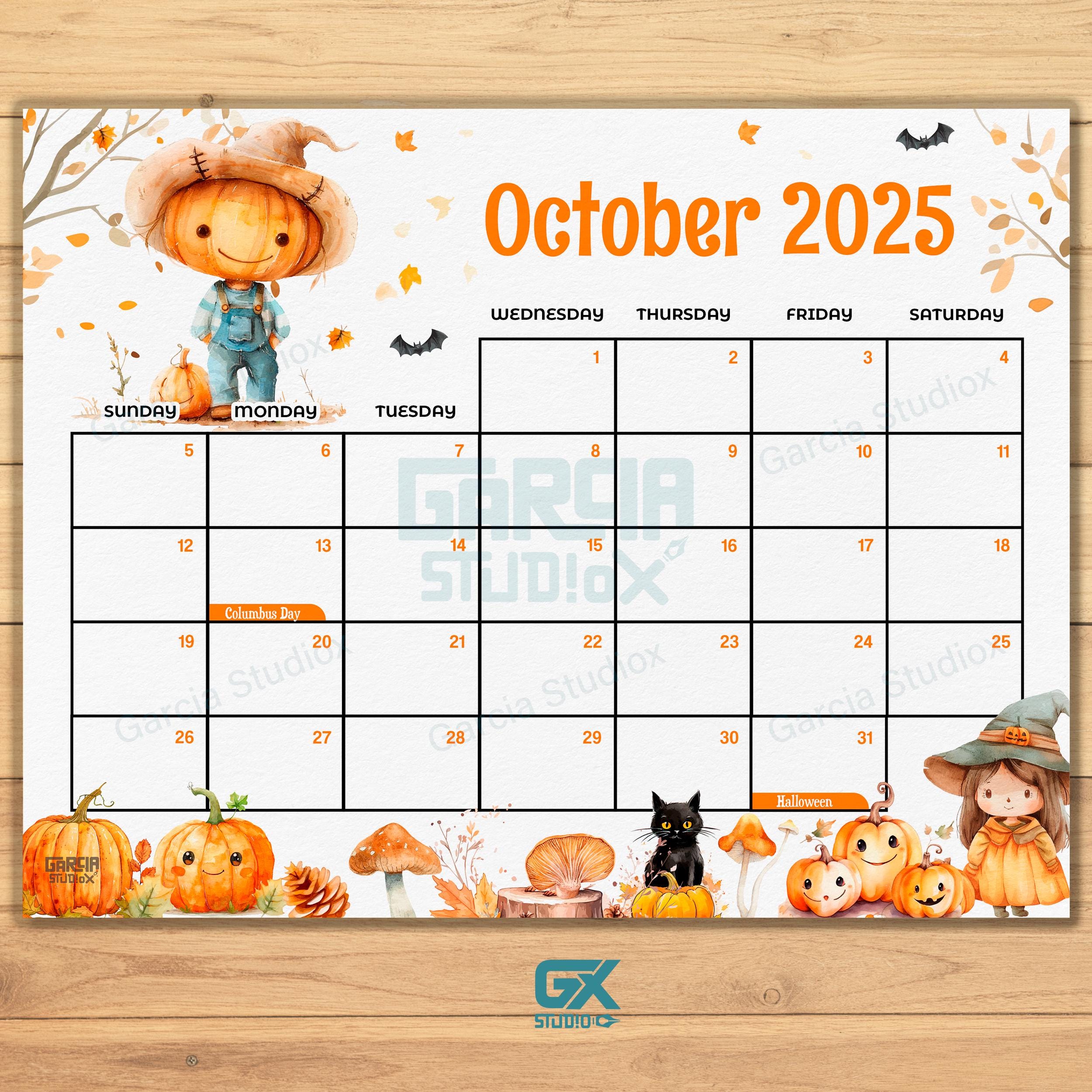 October 2025 Calendar With Holidays - Etsy, image size:2500x2500