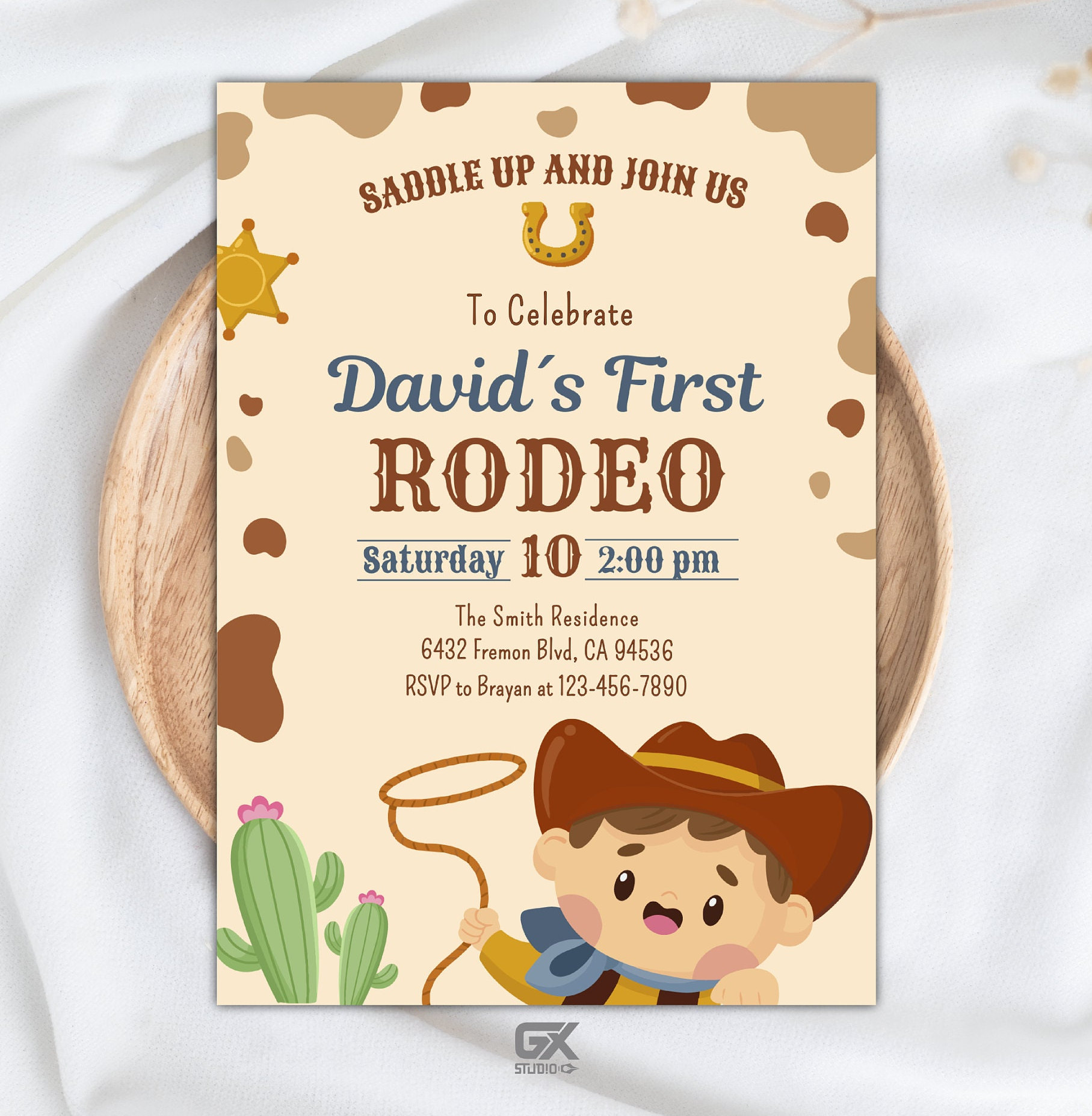 Editable First Rodeo Invitation Template | Cowboy Boy Western Birthday ...