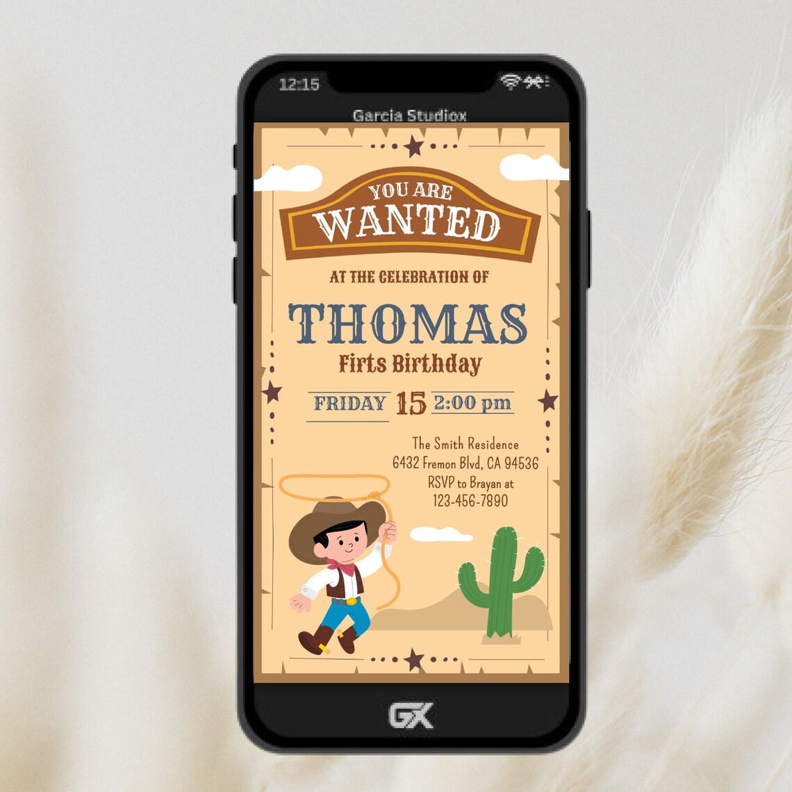 Editable My First Rodeo Invitation Cowboy Birthday Invite Wild West ...