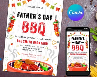 Fathers Day BBQ Invitation, Fathers Day lunch Invitation, Editable Barbeque Invitation, barbeque invitation, Father's Day Grill Invitation