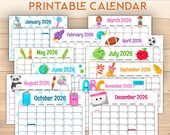 2026 Calendar Printable For Kids, Wall Calendar PDF, Homeschool Calendars, Minimalist Wall Calendar, Kids Monthly Planner, Welcome to School