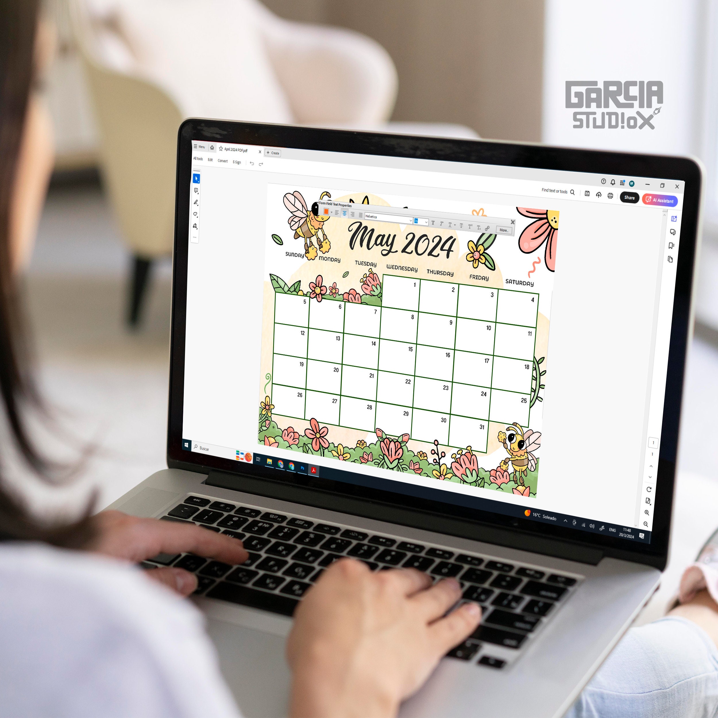 Editable may 2024 calendar fillable spring planner monthly schedule