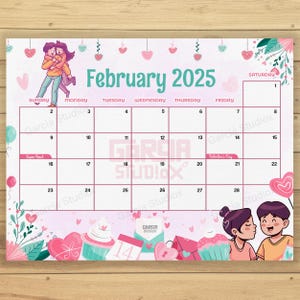 Editable February 2025 Calendar for Kids: Printable and Digital Monthly ...