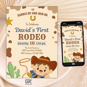 Editable First Rodeo Invitation template | Cowboy Boy Western Birthday Invitation | All text is editable | Instant Download, My First Rodeo