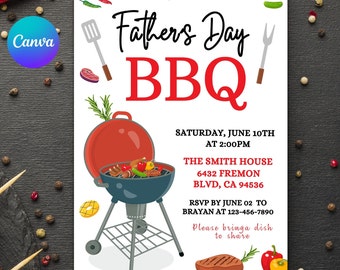 Fathers Day BBQ Invitation, Fathers Day Lunch Invite, Backyard BBQ Party Invitation, Father's Day Celebration, Father Day BBQ Invite