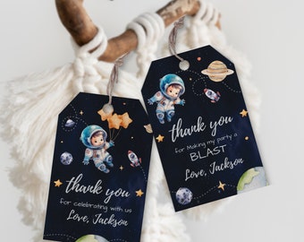 EDITABLE First Trip Around The Sun ,Favor Tags, Space Birthday, First Birthday, Boy Thank You Tags, Gift Tags, Party Favors, Canva GX001