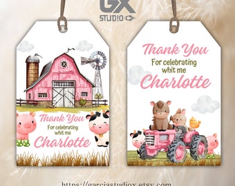 EDITIERBARE Bauernhof Geschenkanhänger, Bauernhof-Geburtstagsfeier, Tiere auf dem Bauernhof Barnyard Favor Tags Bauernhof Barnyard Party Farm Tags Digital DRUCKBARER DOWNLOAD ginx002