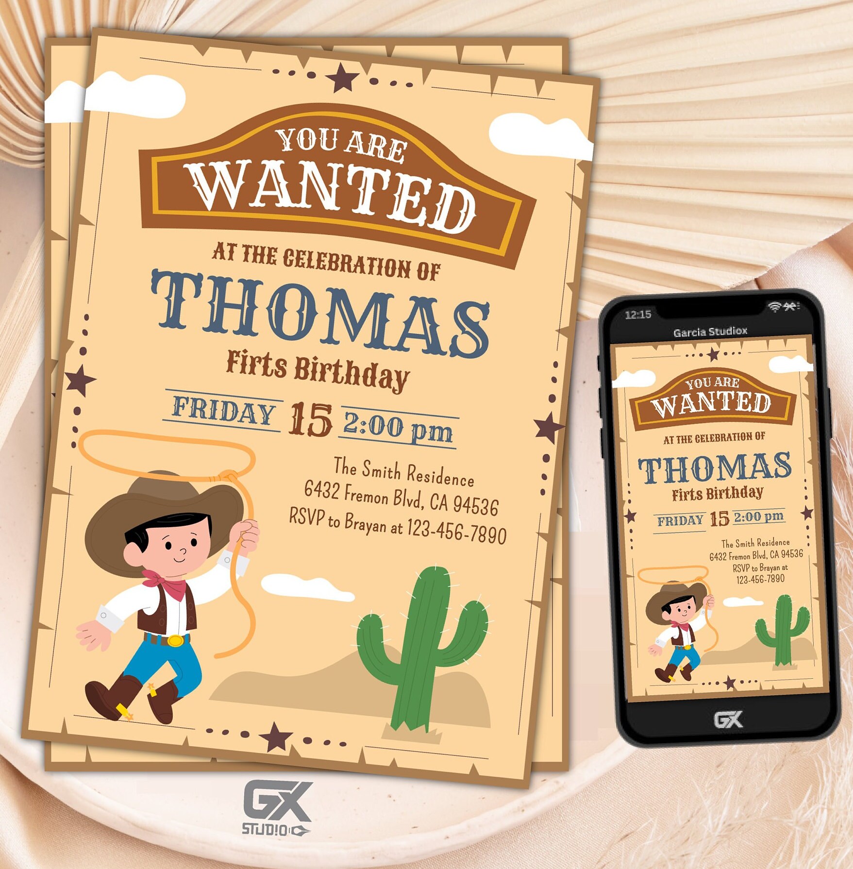Editable My First Rodeo Invitation Cowboy Birthday Invite Wild West ...