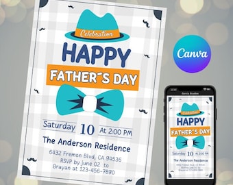 Vatertagsfeier Einladung, Vatertags-Brunch, Feiern Sie Papa einladen, Vatertagsvorlage, Papa-Tag einladen, Vatertagsparty
