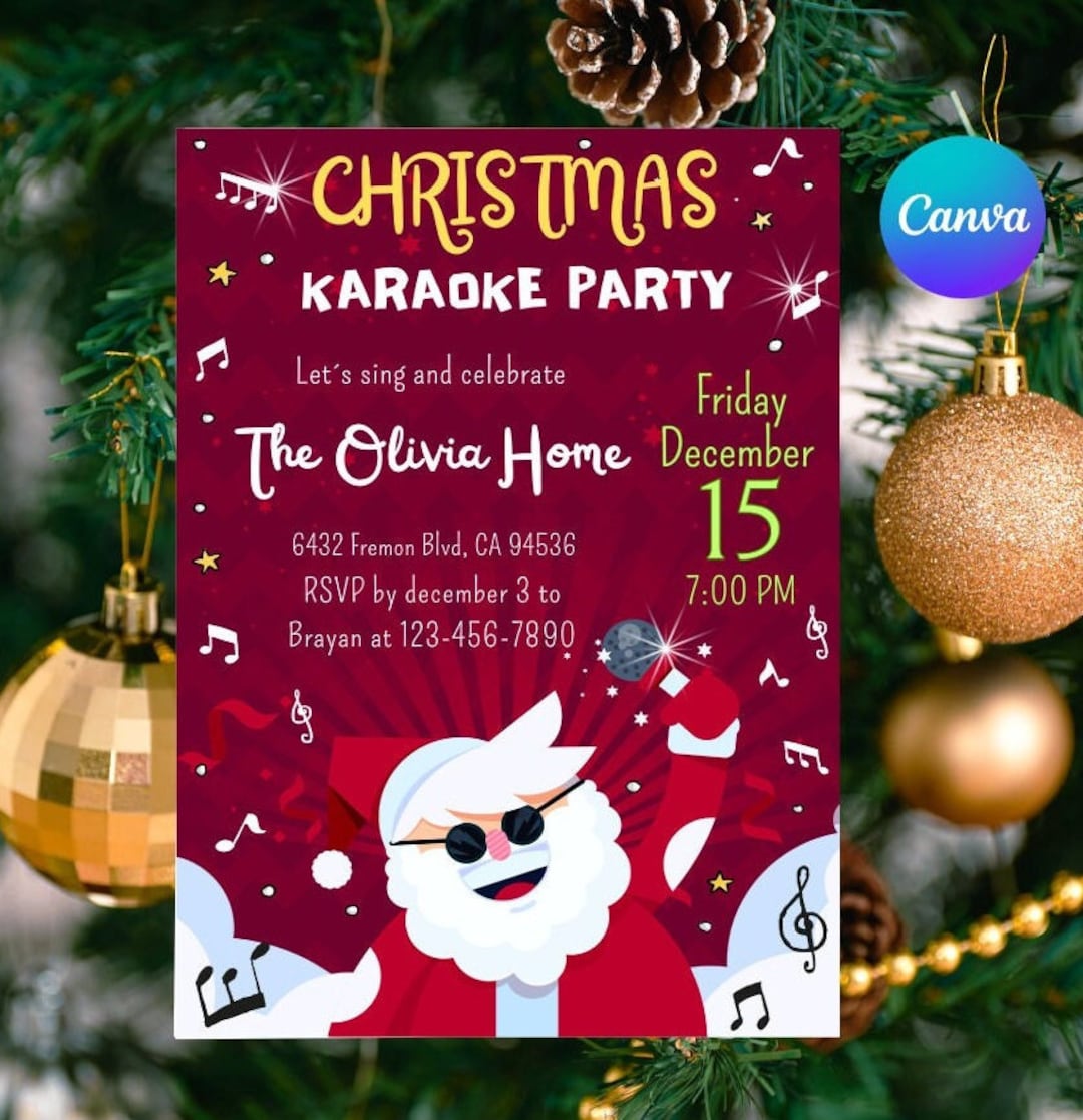 Christmas Karaoke Party Invitation Christmas Karaoke Party Etsy