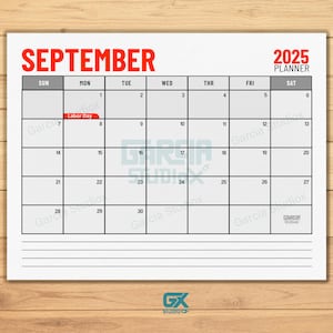 EDITABLE September 2025 Office Calendar, Modern Printable PDF Planner