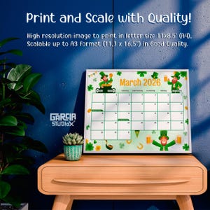 March 2026 Calendar Printable, St Patricks Day Theme, Cute Leprechaun ...