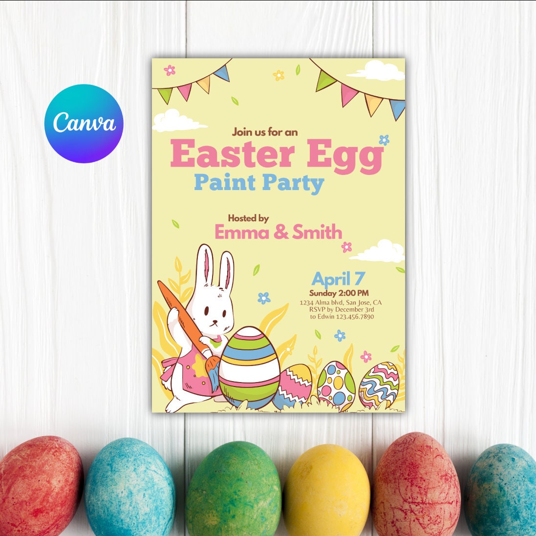 Easter Egg Paint Party Invitation, Easter Party Invitation, Paint ...