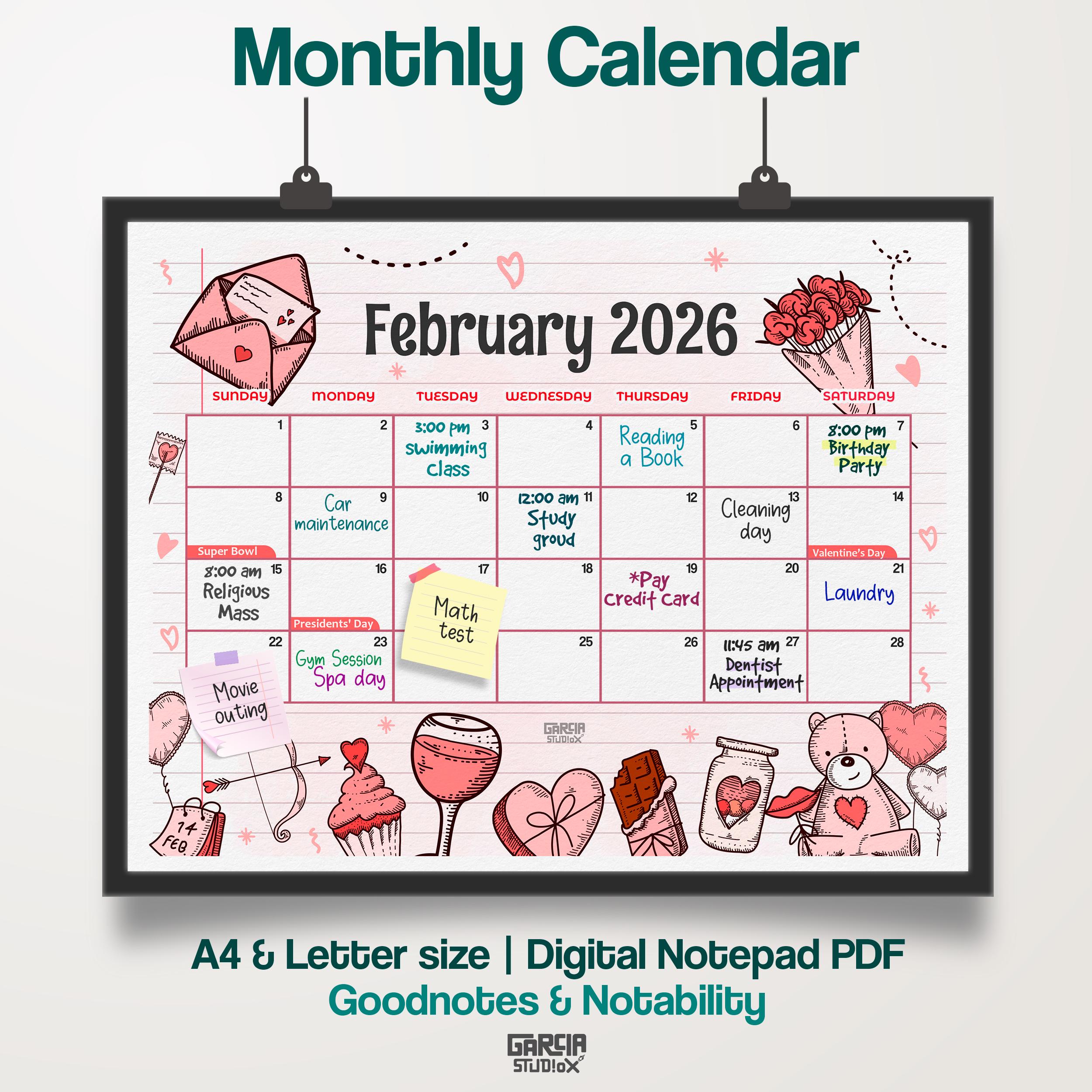 February 2026 Calendar Printable, Cute Valentines Day Theme PDF, Editable Monthly Planner Template, Instant Download for Kids, Adults Love - Etsy February 2026 calendar printable, cute valentines day theme pdf, editable monthly planner template, instant download for kids, adults love - etsy