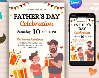 Fathers day celebration invitation, Fathers Day Invitation Template, Personalized Fathers Day Invitation,  Fathers Day Lunch Invitation