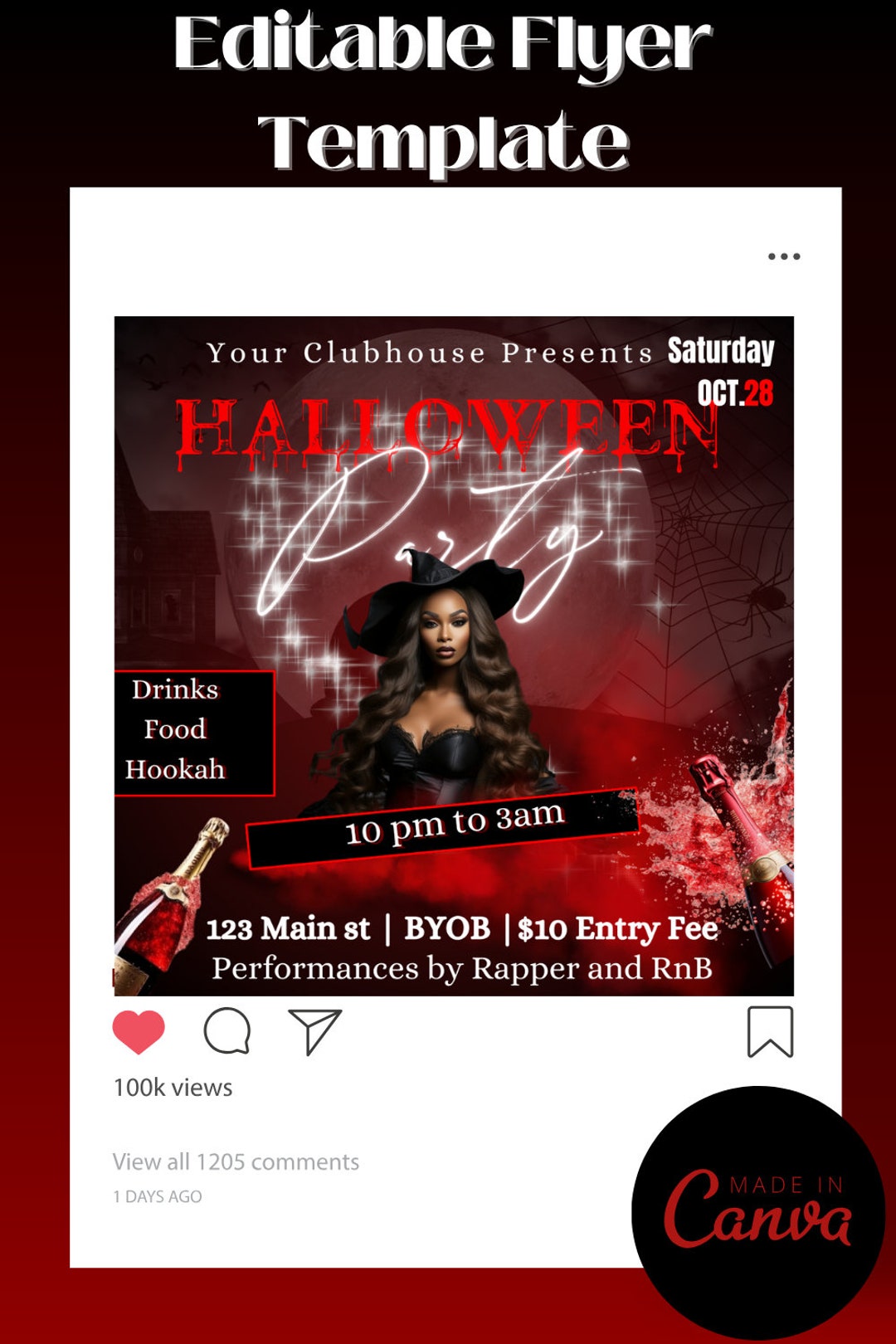 Canva Halloween Party Flyer Template Digital Flyer Template - Etsy