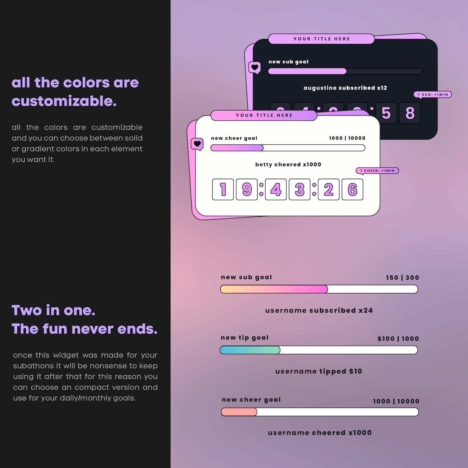 Countdown Goal Widget: With Integrated Alerts | for Subathon and Daily ...