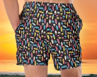 Surf & Skulls Retro Badehose: Schnelltrocknende Strandshorts