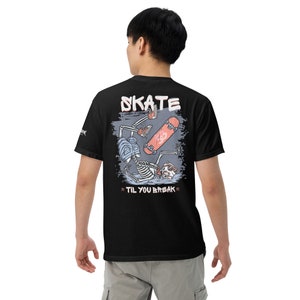 Retro Skeleton Skater T-Shirt Oversized Heavyweight Tee Skull Graphic Shirt for Perfect Gift for Skater T shirt for Vacation Gift for Dad