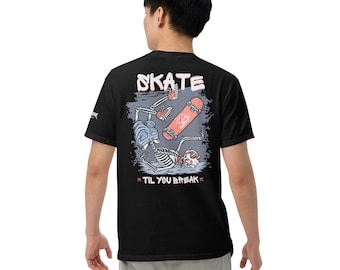 Camiseta de skater esqueleto: camiseta pesada con gráfico de calavera retro