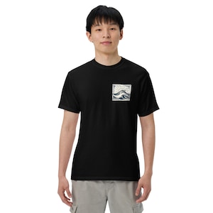 Duurzaam zwaargewicht T-shirt Surf & Sun, surf-T-shirt, biologisch katoen, uniseks T-shirt, boho-kleding, T-shirts heren