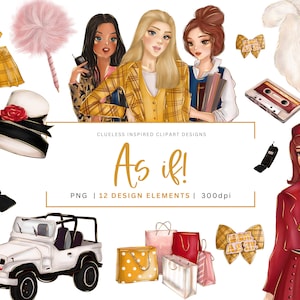 Clueless &#39;As If&#39; Exclusive Clipart Collection - High-Quality PNG, Digital Download, Movie-Inspired Bundle for Commercial Use