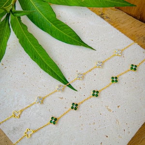 Clover bracelets elegant minimalist bracelet for women silver clover bracelet gold plated bracelet