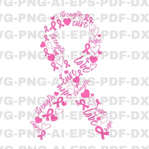 Brustkrebs-Bewusstseinsherz SVG, Krebs SVG, Brustkrebs SVG, Awareness Ribbon svg, Pink Ribbon svg, bleib stark svg,