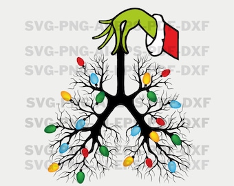 Lung Christmas Lights Png, Christmas Nurse Svg, Respiratory Therapist Png,  Funny Pulmonologist X-mas Png
