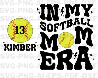 Custom In My Softball Mom Era Svg, Softball Mama Svg, Mother's Day Svg, Softball Game Day, Sports Mom Png, Softball Season Svg