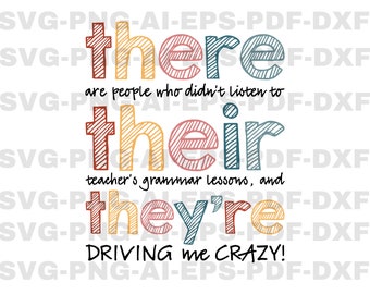 There Their They're English Grammar Teacher Svg, English Teacher Png, Teacher Shirt Png, Grammar Svg