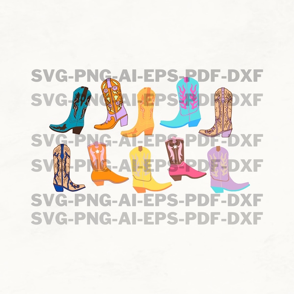 Botas de vaquero SVG, Botas de vaquera Svg, Botas occidentales Svg, Botas de vaquera Png, Rodeo Svg, Rancho Svg,