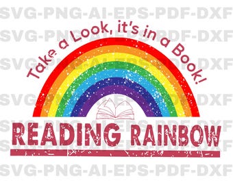 Reading Rainbow Svg, Book Rainbow Png, Lgbt Book Svg, Reading Book Svg, Book Retro Png
