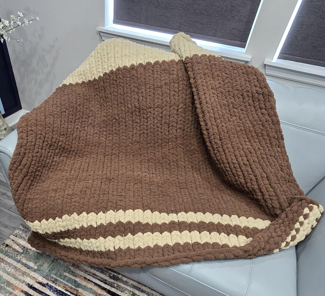 Brown Soft Chenille Chunky Knit Blanket Throw Blanket Chenille Weaved