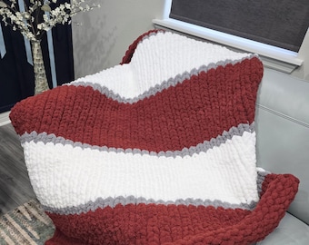 AL Football Soft Chenille Chunky Knit Blanket, Accent blanket, Football Blanket, Football Gift Idea.