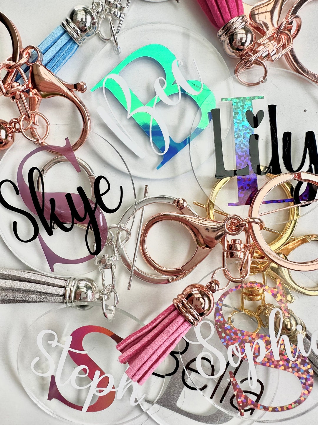 Personalised Keyring Letter Key Ring Name Keyring Tassel Etsy Australia