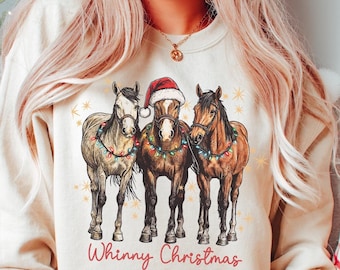 Merry Chirstmas Horse Sweatshirt, Western Christmas Shirt, Womens Christmas Sweater, Holliday T-Shirt, Horse Lover Gift Country Christmas