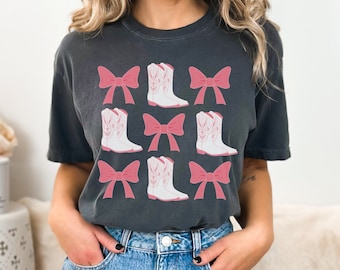 Cowgirl Boots Shirt, Cute Coquette Tee, Western Shirt, Country Music Festival Shirt, Country Concert Tee, Rodeo Tee, Comfort Colors Tshirt