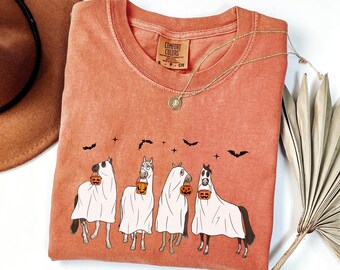 Ghost Horse Halloween Shirt, Western Halloween Shirt, Cowgirl Halloween Tee, Cute Horse Shirt, Graphic Tees for Halloween, Retro Ghost Shirt