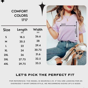 K&ouml;nnte beinhalten: Gr&ouml;&szlig;entabelle f&uuml;r ein T-Shirt-Kleid mit Ma&szlig;en in Zoll. Die Tabelle zeigt die L&auml;nge und Breite des Kleides in Zoll f&uuml;r die Gr&ouml;&szlig;en S bis 4XL. Das Model tr&auml;gt Gr&ouml;&szlig;e M.  "Let's pick the perfect fit" steht unter der Tabelle.  "Zur Orientierung: Das Model tr&auml;gt Gr&ouml;&szlig;e M. Wenn Sie ein T-Shirt-Kleid in &Uuml;bergr&ouml;&szlig;e suchen, empfehlen wir Ihnen, 2-3 Gr&ouml;&szlig;en gr&ouml;&szlig;er zu w&auml;hlen. F&uuml;r eine lockere Passform empfehlen wir Ihnen, Ihre gewohnte Gr&ouml;&szlig;e zu w&auml;hlen."